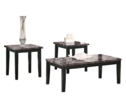 DHP SHOP 18 3- Piece Maysville Faux Marble Black Occasional Table Set