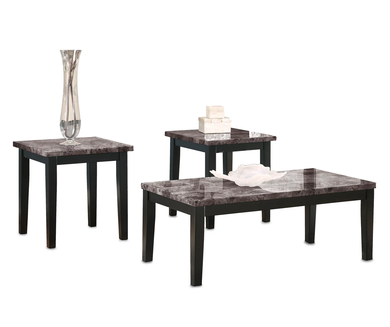 3- Piece Maysville Faux Marble Black Occasional Table Set 1 3- Piece Maysville Faux Marble Black Occasional Table Set