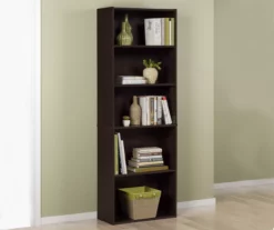 Dark Russet Brown 5-Shelf Bookcase 5 Dark Russet Brown 5-Shelf Bookcase -DHP SHOP 810367636 3