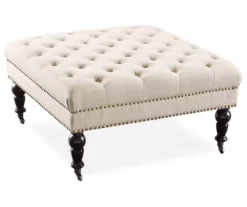 Claire Cream Square French Country Ottoman