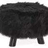 Bailey Black Faux Fur Ottoman Stool
