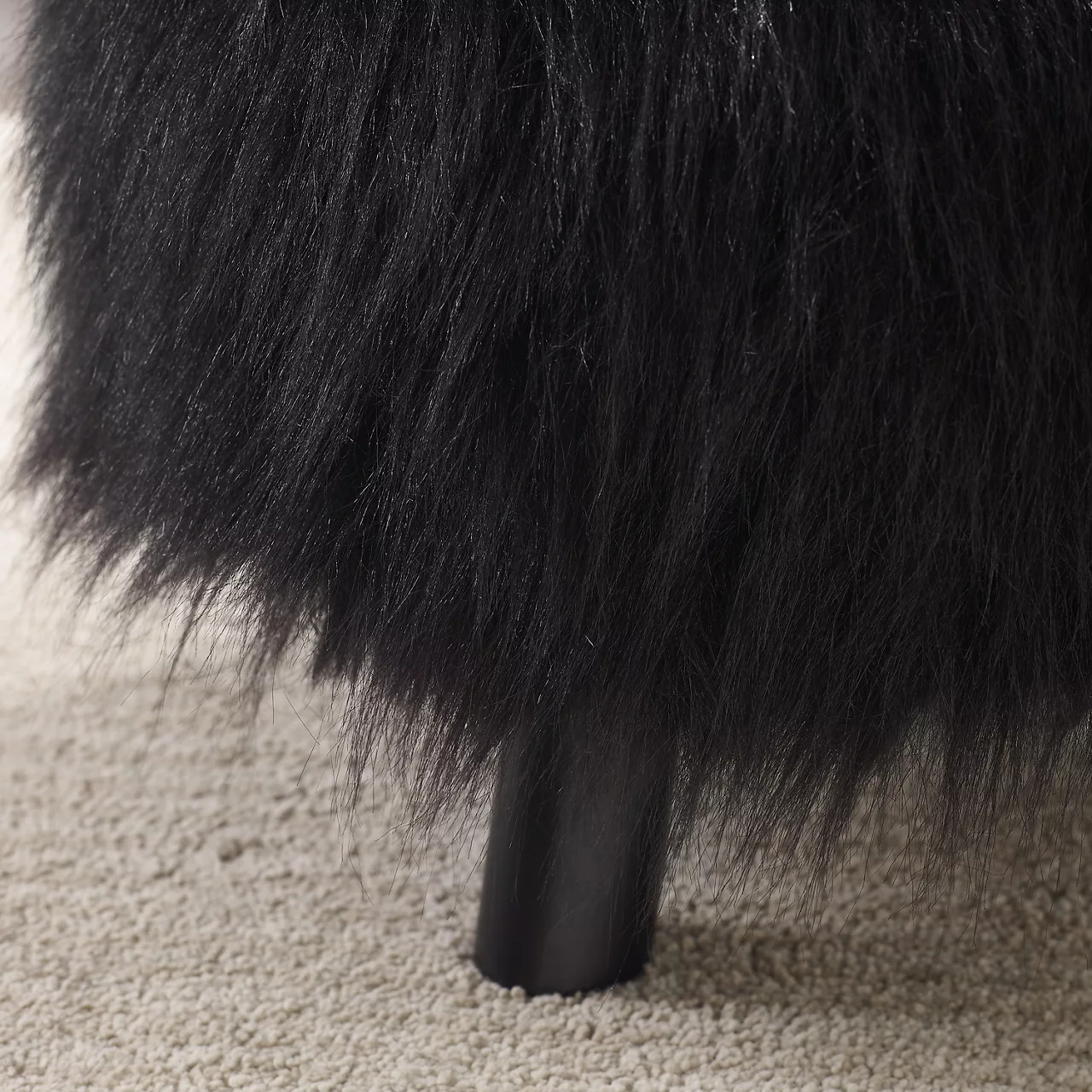 Bailey Black Faux Fur Ottoman Stool 3 Bailey Black Faux Fur Ottoman Stool - Image 3