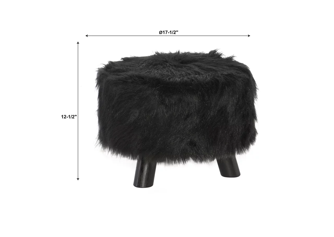 Bailey Black Faux Fur Ottoman Stool 5 Bailey Black Faux Fur Ottoman Stool - Image 5