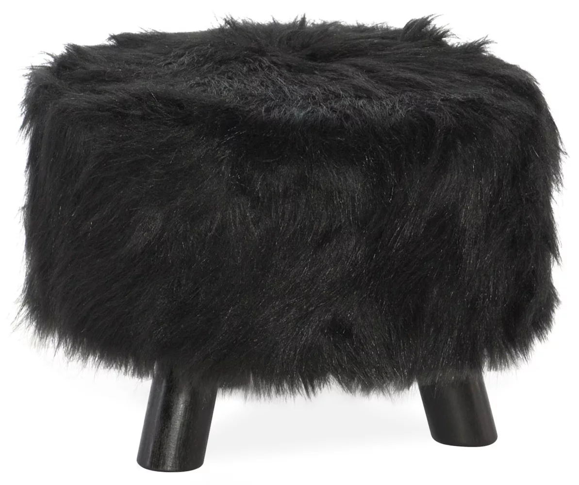 Bailey Black Faux Fur Ottoman Stool 1 Bailey Black Faux Fur Ottoman Stool