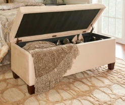 Erin Beige Padded Shoe Storage Ottoman -DHP SHOP 810389630 4