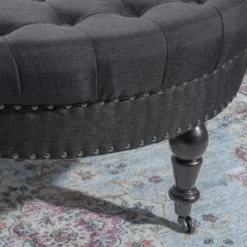 Claire Charcoal Round French Country Ottoman 6 Claire Charcoal Round French Country Ottoman -DHP SHOP 810389633 3