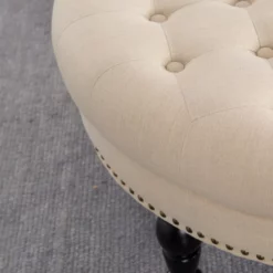Claire Cream Round French Country Ottoman -DHP SHOP 810389634 3