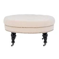 Claire Cream Round French Country Ottoman -DHP SHOP 810389634 5