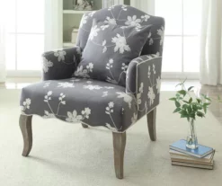 Gray Floral Bergere Armchair -DHP SHOP 810389649 4
