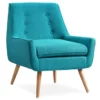 Sara Blue Flannel Mid-Century Accent Chair