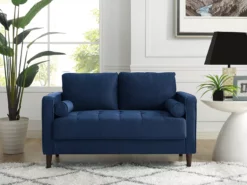 Lillith Navy Blue Mid-Century Loveseat -DHP SHOP 810413629 5 1