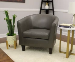 Windko Gray Faux Leather Tub Chair -DHP SHOP 810429853 2