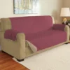 Burgundy & Taupe Microfiber Reversible Sofa Furniture Protector