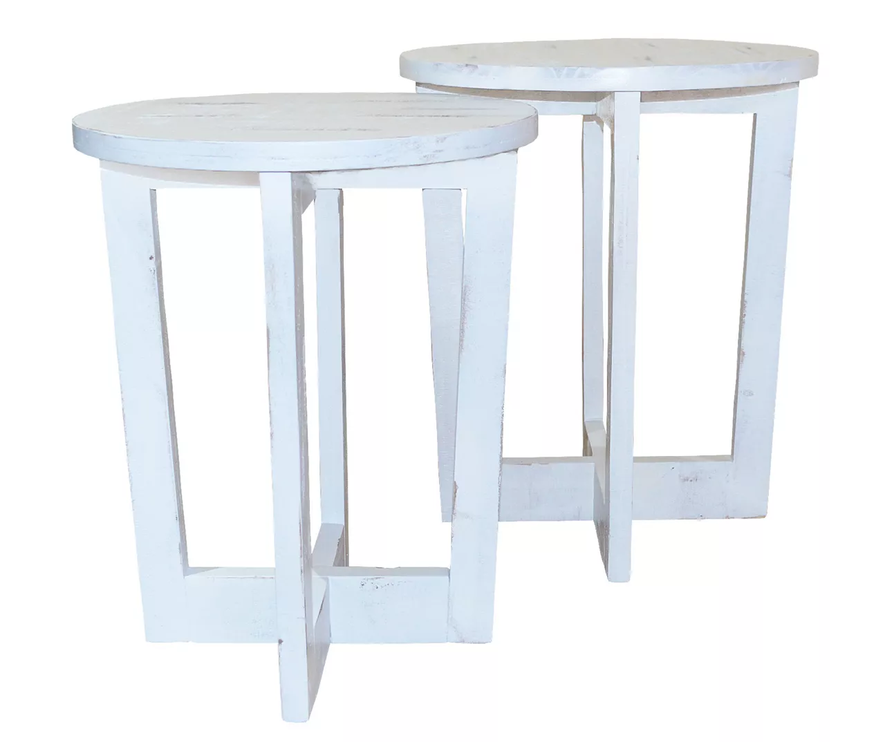 Distressed White 2-Piece Nesting Side Table Set 2 Distressed White 2-Piece Nesting Side Table Set - Image 2