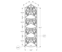 Monarch Geometric 4-Shelf Corner Bookcase -DHP SHOP 810512945 3