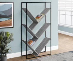 Gray 5-Shelf Slanted Bookcase -DHP SHOP 810512987 1