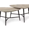 Taupe Reclaimed Triangular 2-Piece Nesting Table Set