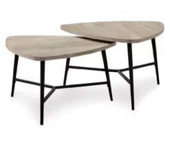 Taupe Reclaimed Triangular 2-Piece Nesting Table Set