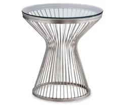 Silver Hourglass End Table