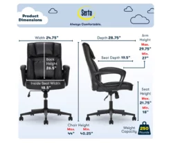 Hannah Black Bonded Leather Office Chair -DHP SHOP 810513552 A0 3