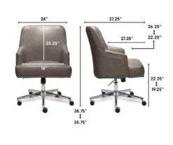 Leighton Gray Memory Foam Bonded Leather Office Chair 25 Leighton Gray Memory Foam Bonded Leather Office Chair -DHP SHOP 810513560 3