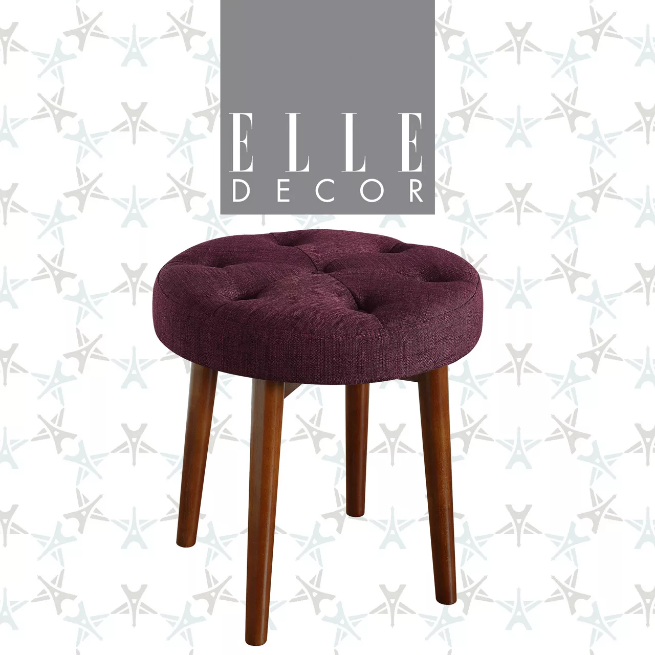 Penelope Eggplant Tufted Stool 6 Penelope Eggplant Tufted Stool - Image 6