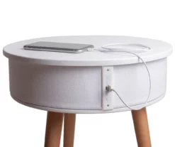 White End Table With Bluetooth Speaker & USB Port -DHP SHOP 810513610 2 1