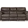 Boxberg Teak Faux Leather Reclining Sofa