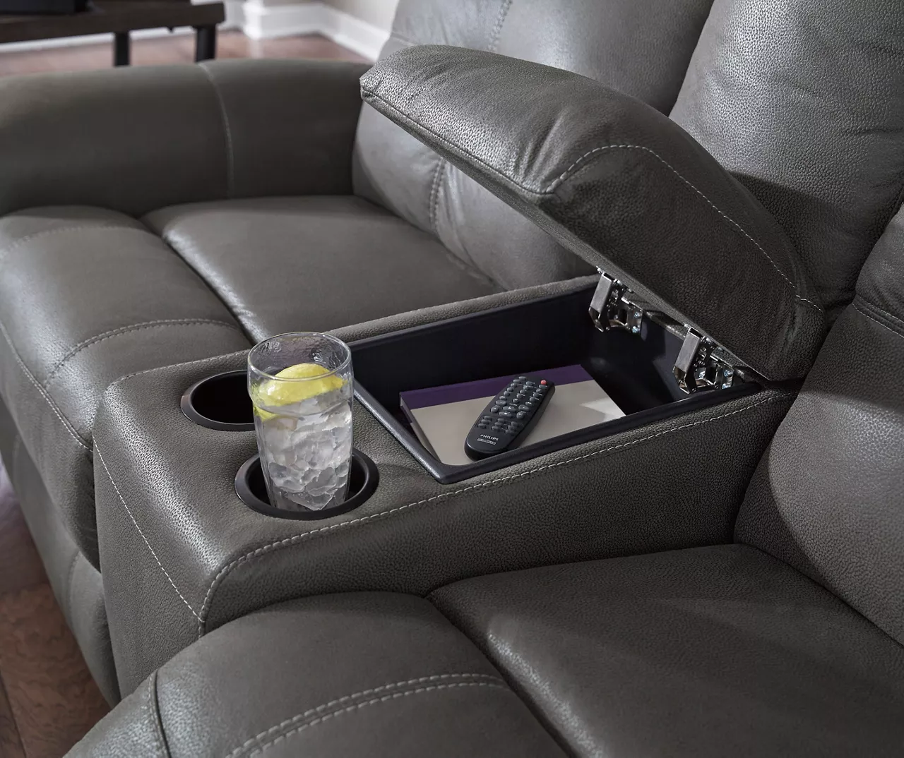 Jesolo Gray Reclining Console Loveseat 6 Jesolo Gray Reclining Console Loveseat - Image 6