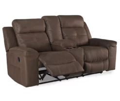 Jesolo Coffee Brown Reclining Console Loveseat -DHP SHOP 810519673 1