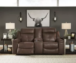 Jesolo Coffee Brown Reclining Console Loveseat -DHP SHOP 810519673 2