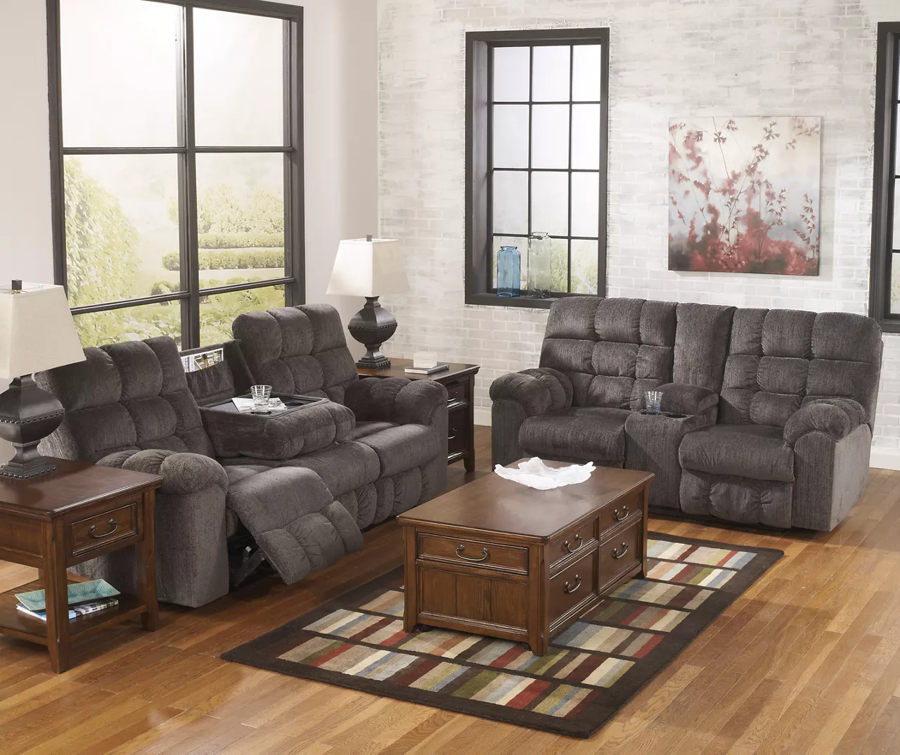Acieona Slate Reclining Console Loveseat 2 Acieona Slate Reclining Console Loveseat - Image 2