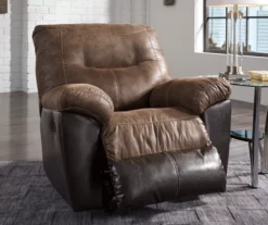 Follett Coffee Faux Leather Rocker Recliner -DHP SHOP 810519692 3