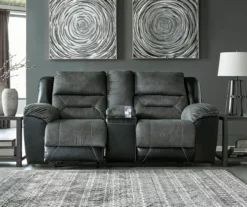 Earhart Faux Leather Reclining Console Loveseat -DHP SHOP 810519695 3