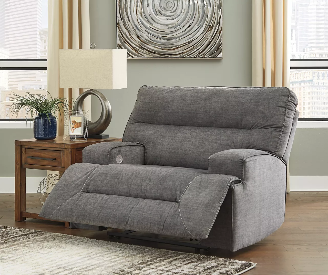Coombs Charcoal Wide Seat Power Recliner 2 Coombs Charcoal Wide Seat Power Recliner - Image 2