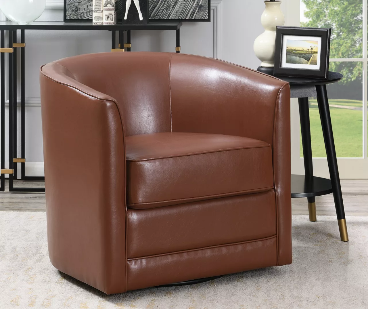 Willow River Hammond Faux Leather Swivel Accent Chair 10 Willow River Hammond Faux Leather Swivel Accent Chair - Image 10