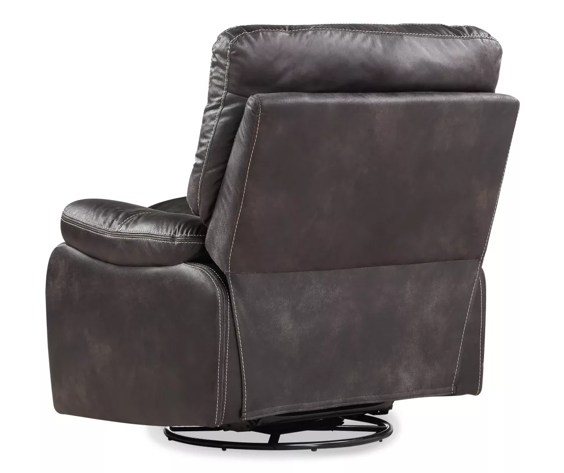 New Albany Dark Graphite Leather Look Micro Suede Swivel Reclining Glider 3 New Albany Dark Graphite Leather Look Micro Suede Swivel Reclining Glider - Image 3