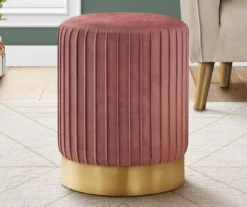 Pleated Velvet Upholstered Ottoman 28 Pleated Velvet Upholstered Ottoman -DHP SHOP 810533424 1