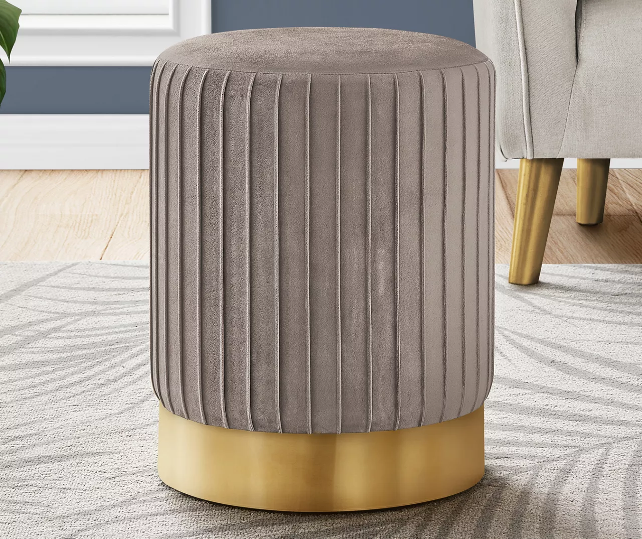 Pleated Velvet Upholstered Ottoman 15 Pleated Velvet Upholstered Ottoman - Image 15