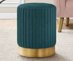 Pleated Velvet Upholstered Ottoman 37 Pleated Velvet Upholstered Ottoman -DHP SHOP 810533426 1