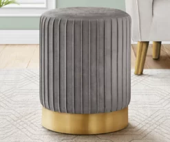 Pleated Velvet Upholstered Ottoman 31 Pleated Velvet Upholstered Ottoman -DHP SHOP 810533427 1