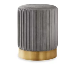 Pleated Velvet Upholstered Ottoman 22 Pleated Velvet Upholstered Ottoman -DHP SHOP 810533427 2