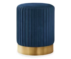 Pleated Velvet Upholstered Ottoman