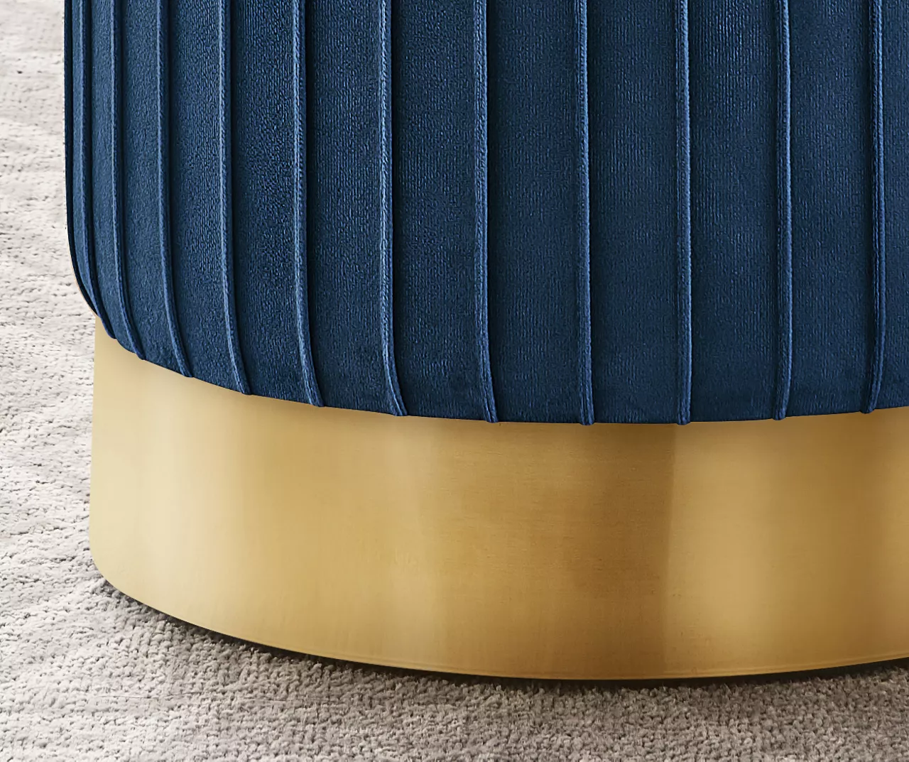 Pleated Velvet Upholstered Ottoman 7 Pleated Velvet Upholstered Ottoman - Image 7