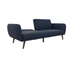 Brittany Navy Blue Linen Convertible Sleeper Futon -DHP SHOP 810535269 6