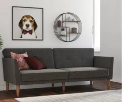 Regal Gray Linen Convertible Sleeper Futon -DHP SHOP 810535613 3