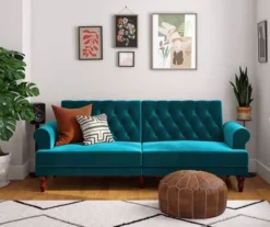 Cassidy Green Velvet Convertible Sleeper Futon -DHP SHOP 810535627 3