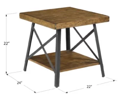 Pomona Pine Brown & Steel Gray 24" Wood Open-Shelf End Table -DHP SHOP 810535748 2
