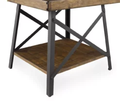 Pomona Pine Brown & Steel Gray 24" Wood Open-Shelf End Table -DHP SHOP 810535748 4