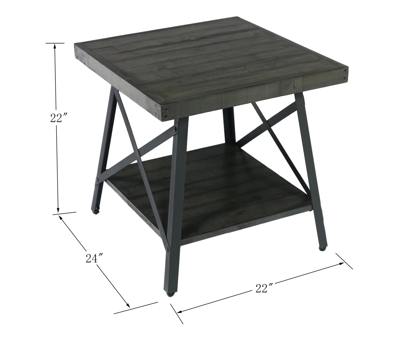 Pomona Gray & Steel Gray 24" Wood Open-Shelf End Table 8 Pomona Gray & Steel Gray 24" Wood Open-Shelf End Table - Image 8